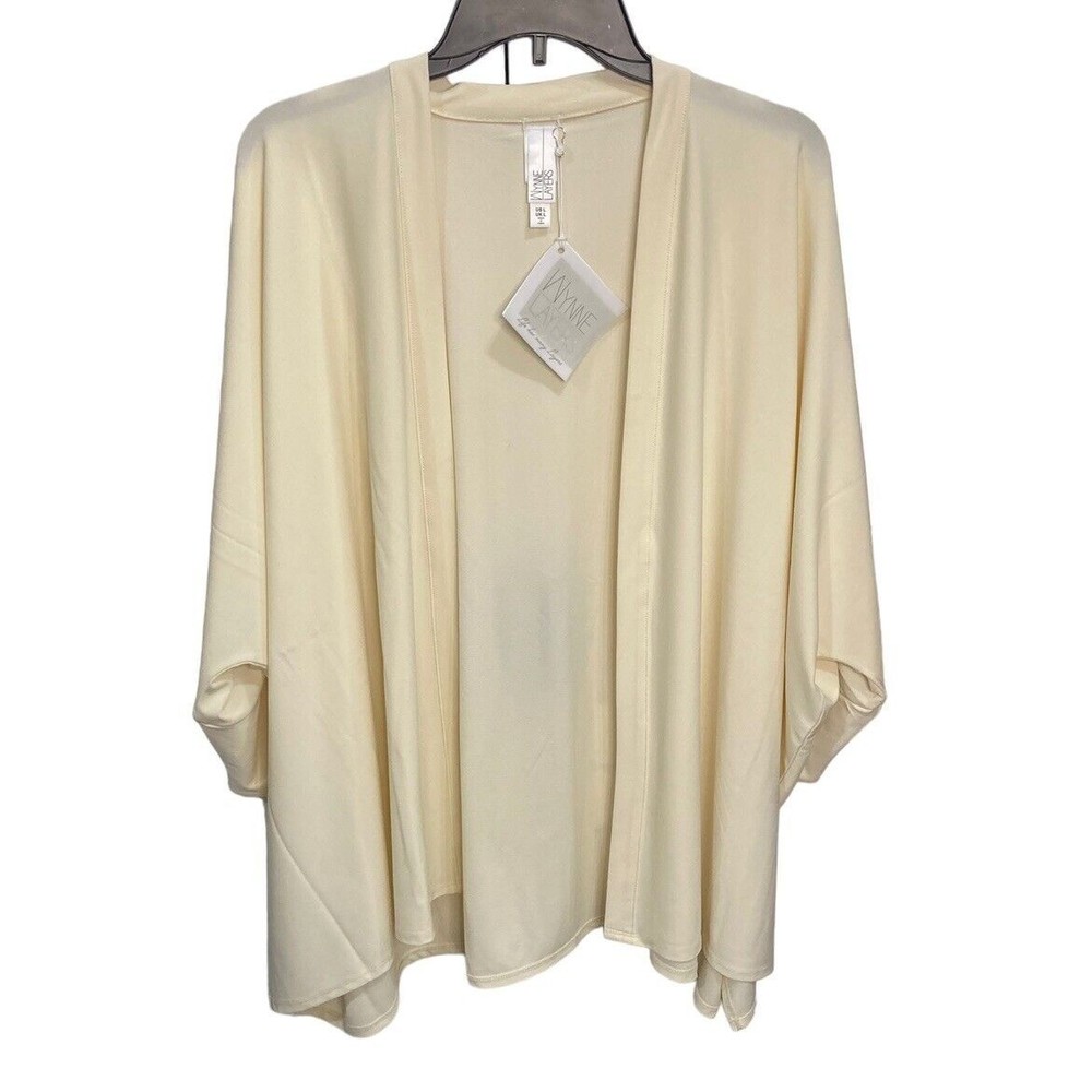 Wynne Layers Open Front Cardigan Size Large Cream Batwing Sleeves